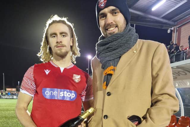 The Betton Wines Scarborough Athletic man of the match was awarded to defender Kieran Burton by match sponsors Moneyweb IFA