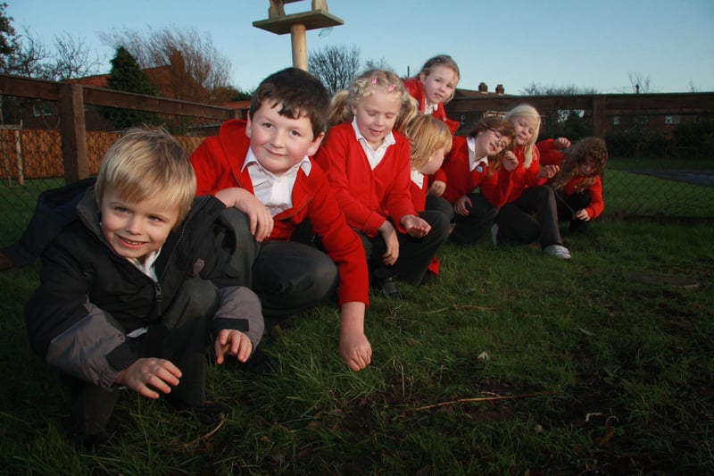 Children from the garden club at Oakridge Primary School, Hinderwell, have fun helping out in the school garden.
