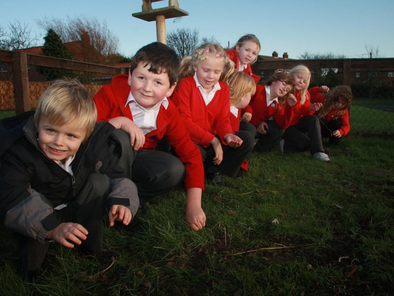 Children from the garden club at Oakridge Primary School, Hinderwell, have fun helping out in the school garden.