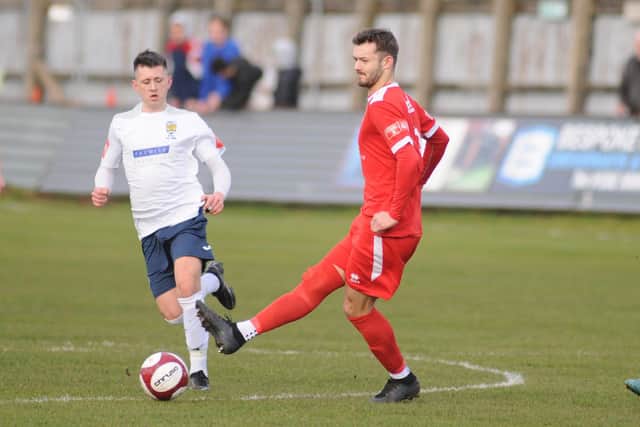 Lewis Dennison in action for Brid Town.