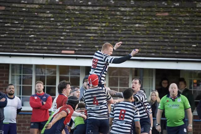 George Ray winning a lineout for Pocklington Panthers on Saturday.