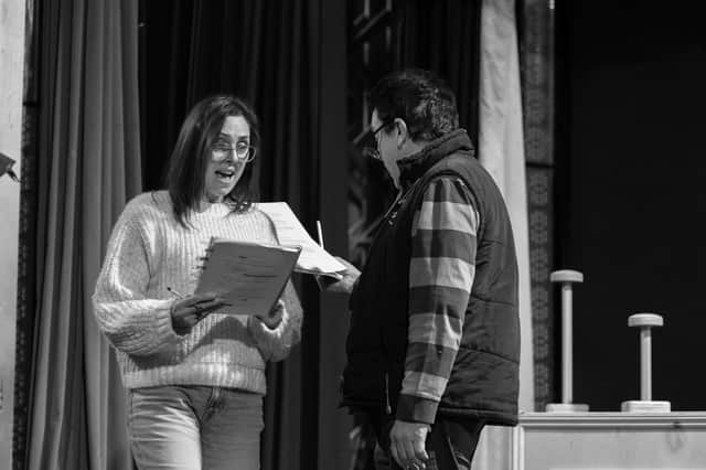 Paula Cook and Marcus Burnside in rehearsal for Hello, Dolly! at the Kirk Theatre, Pickering later this year (Credit: Robert D Pearson)