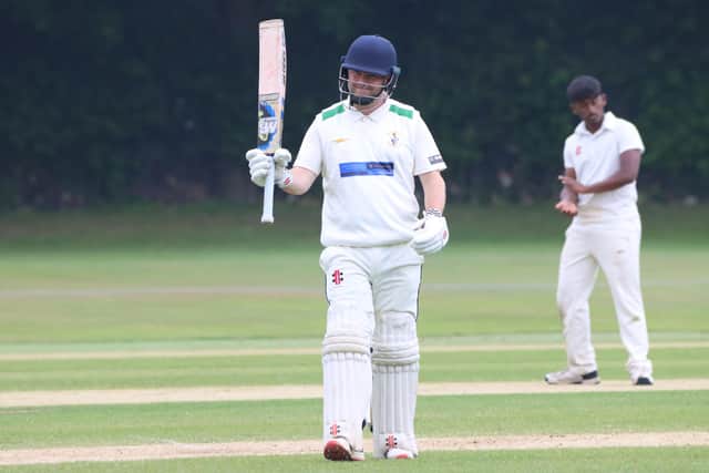 Brid batter Will Norman celebrates his half-century against Cottingham. PHOTOS BY TCF PHOTOGRAPHY