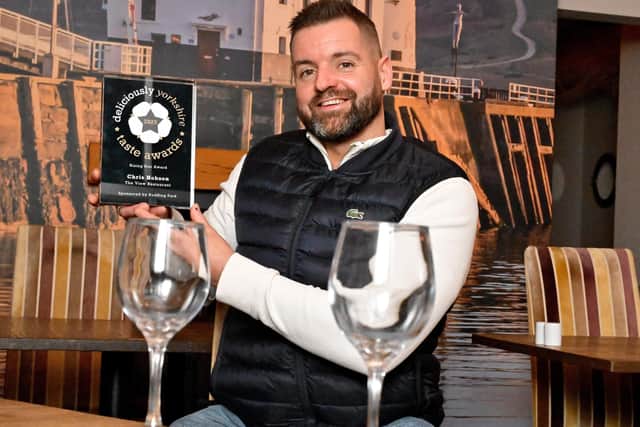 Head chef of The View Chris Hobson with his Rising Star award (credit: Richard Ponter)