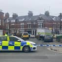 Police and the bomb squad at the scene in Bridlington