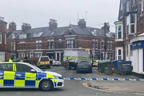 Police and the bomb squad at the scene in Bridlington