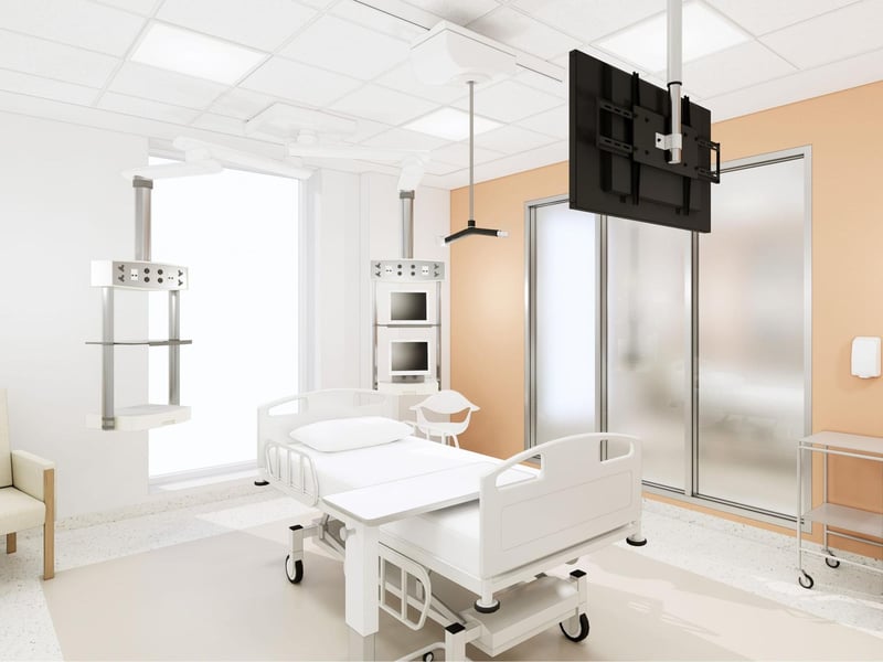 Large windows between rooms will aid patient care while offering patients privacy and dignity