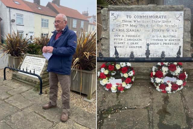 A short eulogy was read by Paul Arro at memorial and wreaths placed at the commemorate to those who lost their lives. Credit: Mark Smailes