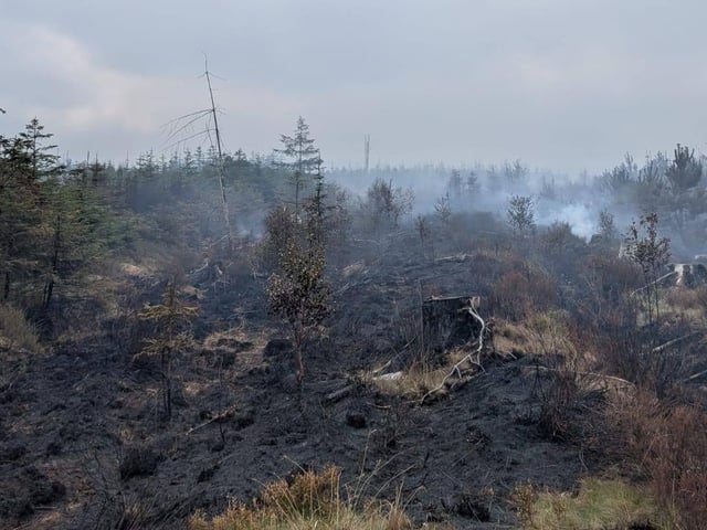 It is still impossible to estimate how much damage the fire has caused to the moorland.