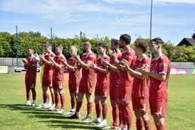 Barton Town and Bridlington Town paid tribute to their former keeper James Hitchcock at the friendly on Saturday. Photo by Alexander Fynn