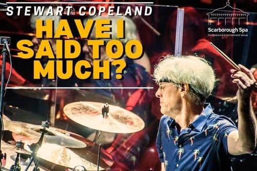 Flyer for Stewart Copeland's appearance at Scarborough Spa.