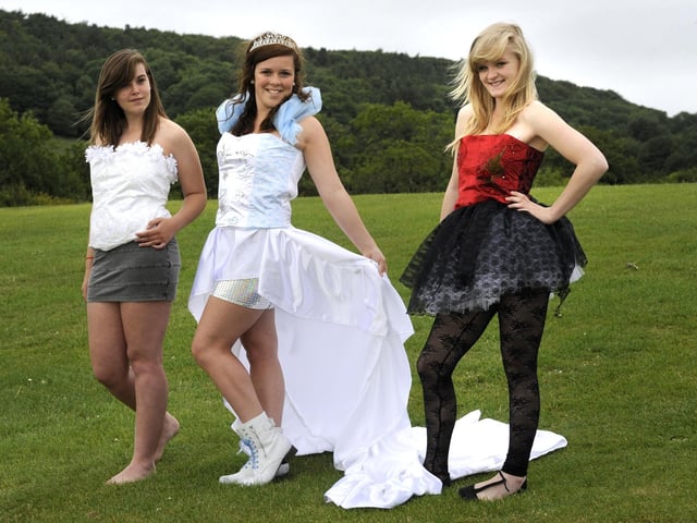 Graham School fashion show on the theme of Alice (in Wonderland): Emma Graves, Jade Coole and Jessica Thurlow, modelling their outfits.
102818a