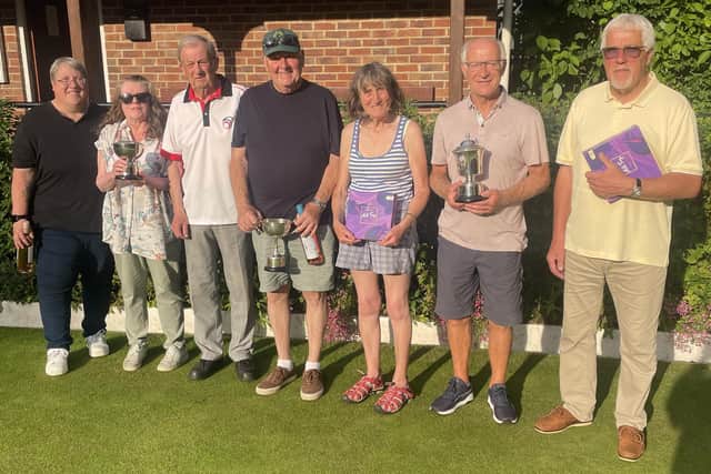 Sue Wilkinson, Alan Marshall & Dave Pryce netted Borough Bowling Club finals night wins