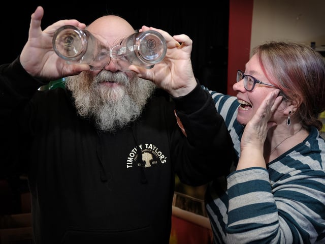 Like my glasses? Stewart and Tracey have fun at the festival. picture: Richard Ponter