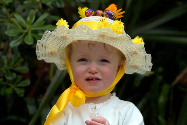 Youngsters were invited along to an Easter Parade held at the Winter Gardens in Sheffield in 2009 where they could show off their Easter Bonnets and meet a white rabbit. Darcie Allen, two, from Hillsborough shows off her creation