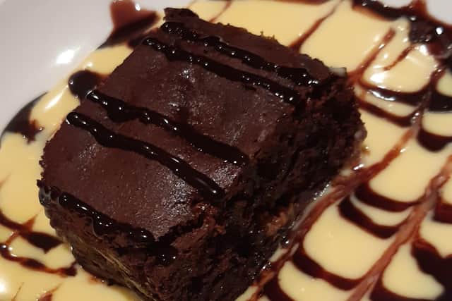 The chocolate brownie.