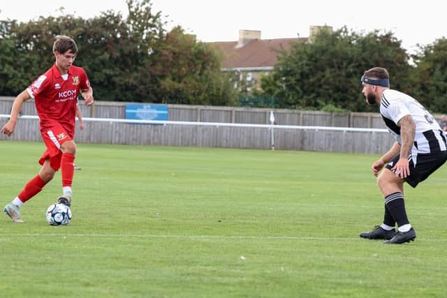 Ben Tweed scored Brid's third in the win at Ashington. Photo by EC Media