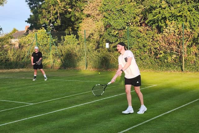 Alex Wray in action for Scalby Tennis Club Men’s A v Market Weighton A.