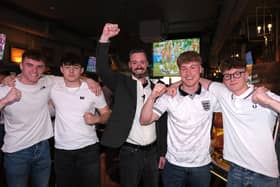 Scarborough Flyer landlord cheers with fans.picture: Richard Ponter