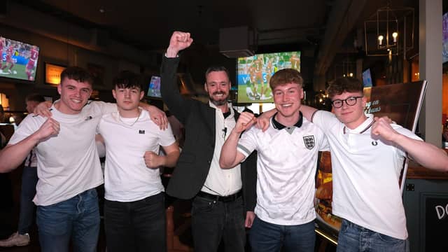 Scarborough Flyer landlord cheers with fans.picture: Richard Ponter