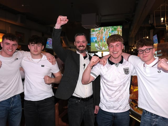 Scarborough Flyer landlord cheers with fans.picture: Richard Ponter