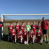Boro U12s showing off their home kit sponsored by Lee Howard  - Plumbing & Heating Engineer Ltd.