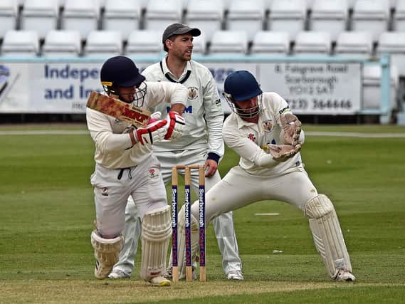 Tristan Van Schalkwyk works through square leg during his superb innings of 54 not out in the home win for Scarborough. PHOTOS BY SIMON DOBSON