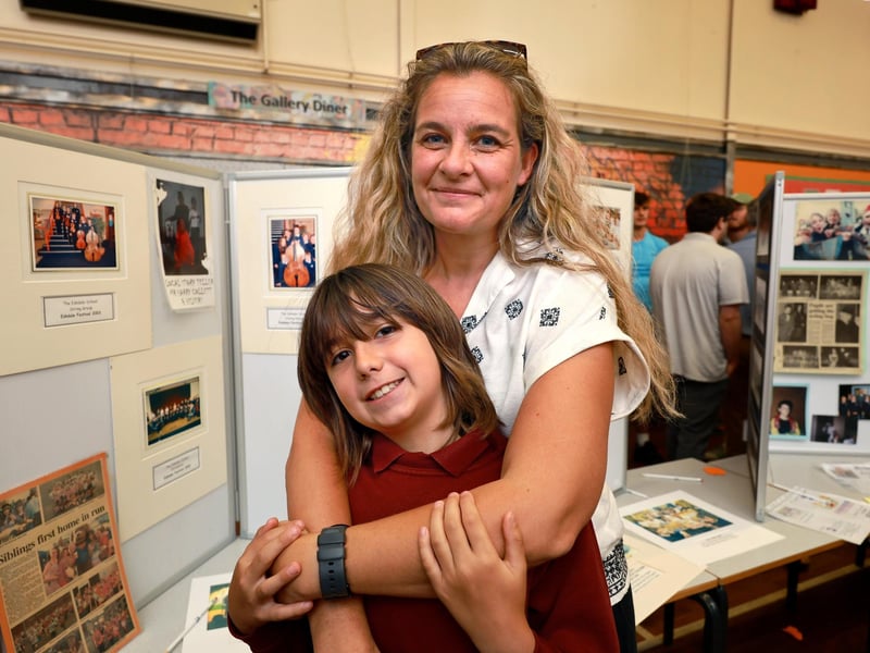 Mum and son visit the school.