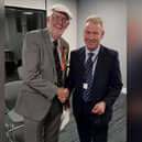 Newly-elected councillor Tony Randerson with returning officer Richard Flinton.