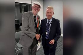 Newly-elected councillor Tony Randerson with returning officer Richard Flinton.