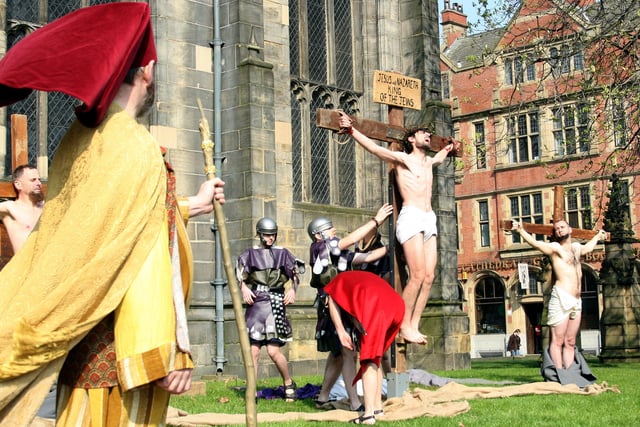 The crucifiction was re-enacted outside the cathedral in 2007