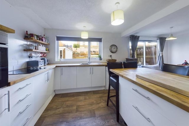 The breakfast kitchen is part of an open plan living and dining area.