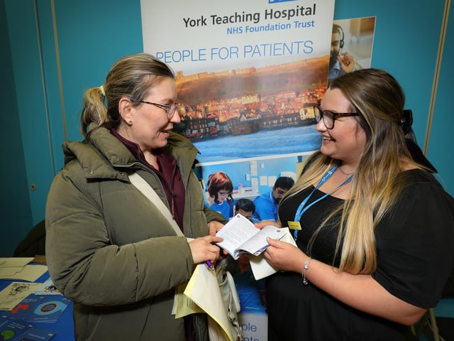 Smiles all round at the NHS stand