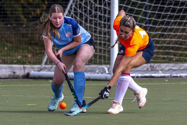 Michelle Paling, right, was player of the match for Whitby in their 4-0 loss to Durham Uni 6s. Photo by Brian Murfield