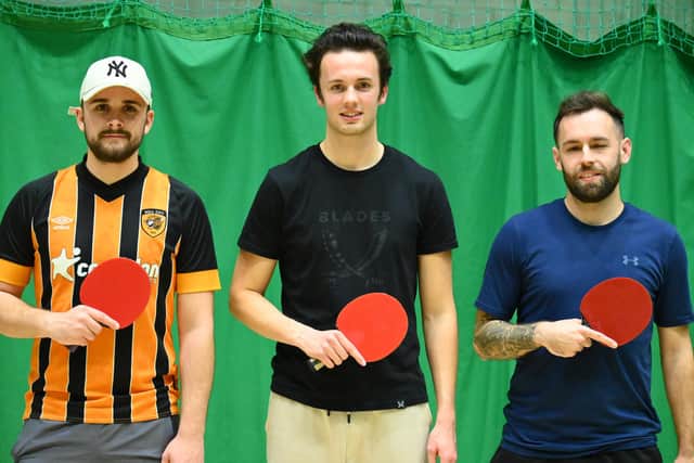 Air Benders, currently sixth in Division 1, are, from left, Tom Ryan, Joe Plant and Dale Rogers. Photo by Tony Wigley