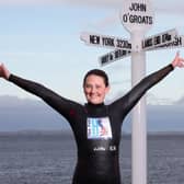 Jasmine Harrison at the LEJOG finish.