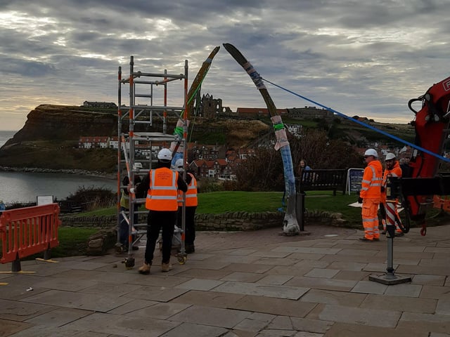 Scaffolding up by the whalebones shortly before their removal.