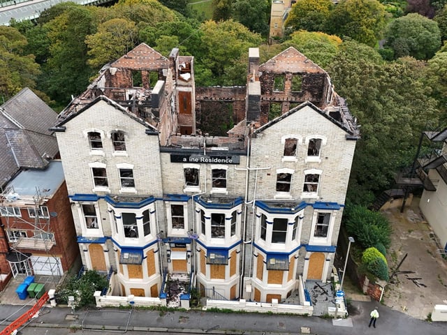 The hotel after the fire damage but before the damage from Storm Babet.