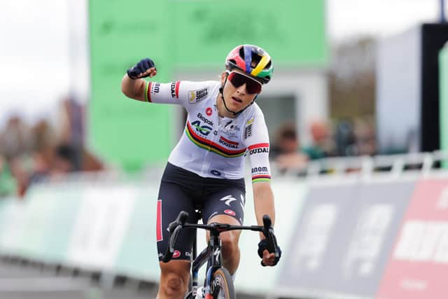 At the UCI Women's World Tour Lloyds Tour of Britain Women - Stage 1: Dalby Forest to Redcar - Kim Le Court Pienaar (AG Insurance - Soudal Team) wins. Photo by SWpix.com