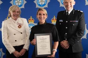 A Resuscitation Certificate of the Society was presented to PC Jo Alngohuro by Countess Charlotte Peel, the Deputy Lieutenant to North Yorkshire, and Deputy Chief Constable Scott Bisset of North Yorkshire Police.