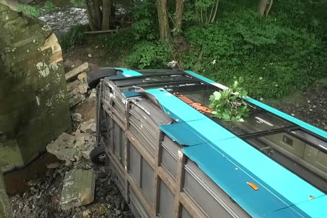 The aftermath of the Grosmont bus crash. Courtesy Robert Townsend