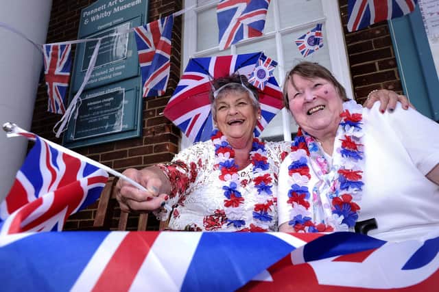 June Paylor and Margaret Peart enjoy the music at the Pannett Park Queen's Jubilee celebrations.
picture: Richard Ponter