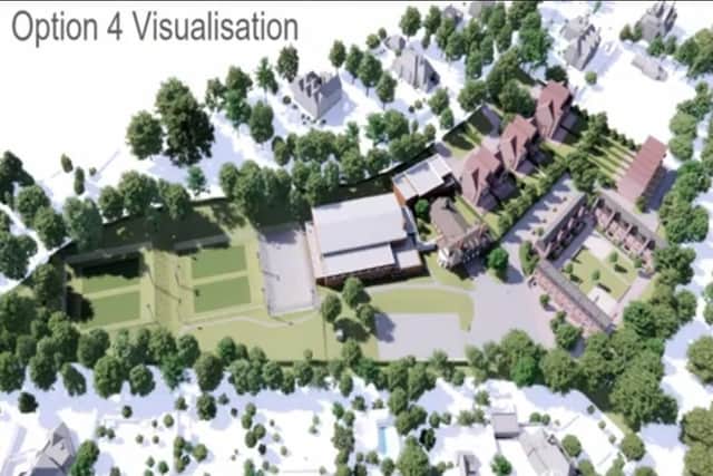 An artists impression of the housing and tennis courts at the Filey Road sports centre site.