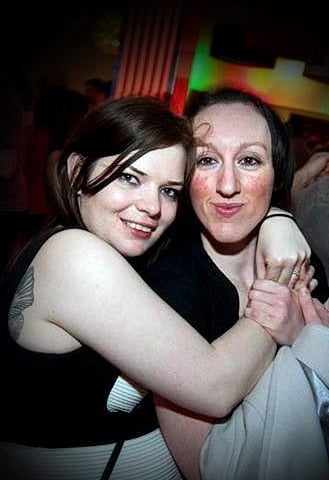 Emma and Helen having a cheeky drink in The Gate.