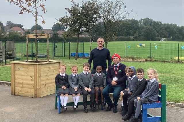 Chris Briggs of Wykeham Mature Trees and Shaun Hopper, Headteacher of Northstead Community Primary School.
