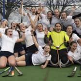Scarborough College's Under-18s Girls hockey 1st XI celebrate their semi final win over Felsted School in the National Schools Cup. PHOTO BY ADY KERRY PHOTOGRAPHY