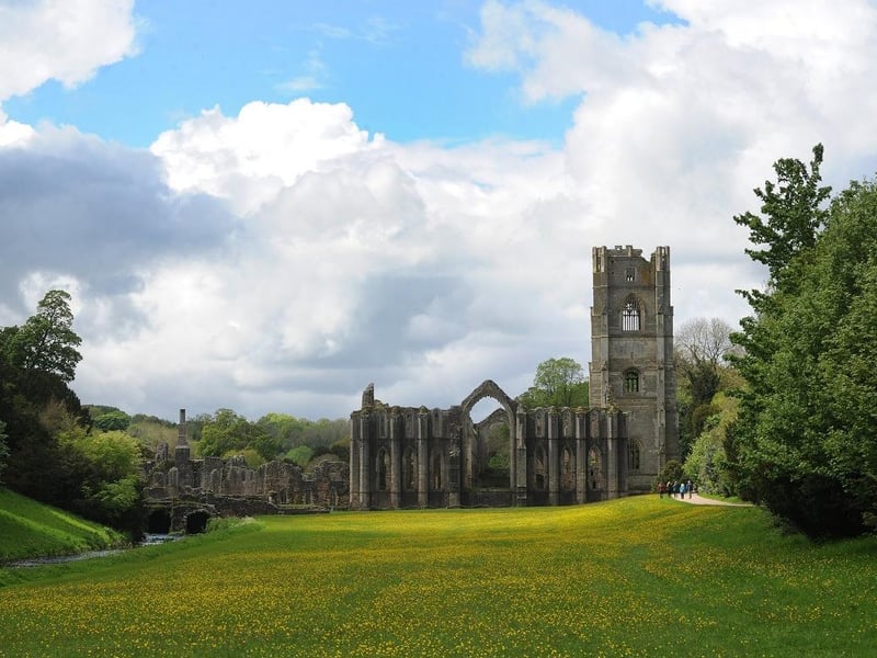 Fountains Abbey is one of the largest and best preserved ruined Cistercian monasteries in England and was founded in 1132. It was opened for 407 years, becoming one of the wealthiest monasteries in England until its dissolution in 1539. It was the six springs of water on the site of the abbey that inspired the monks to name it Fountains.