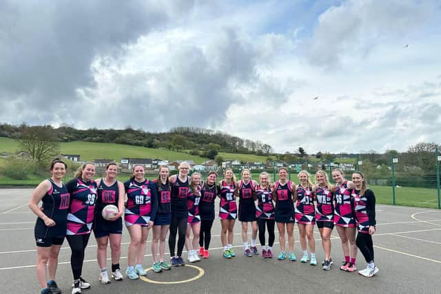 Scarborough Netball League Handicap Tournament winners SNC Barracudas with runners-up SNC Marlins.