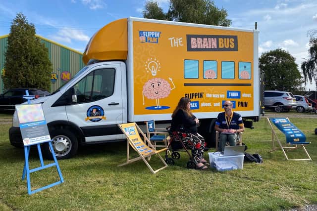The Brain Bus is visiting Whitby as part of the Flippin' Pain roadshow.