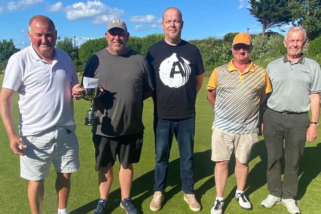 From left, Geoff Watson, Kevin Gates, sponsor Stuart Nielson, Paul Morgan and Geoff Oldham at Sunday's North Cliff event.